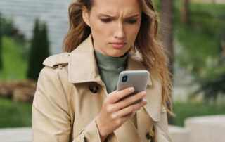 Image of a woman prepared to protect herself from online scams.
